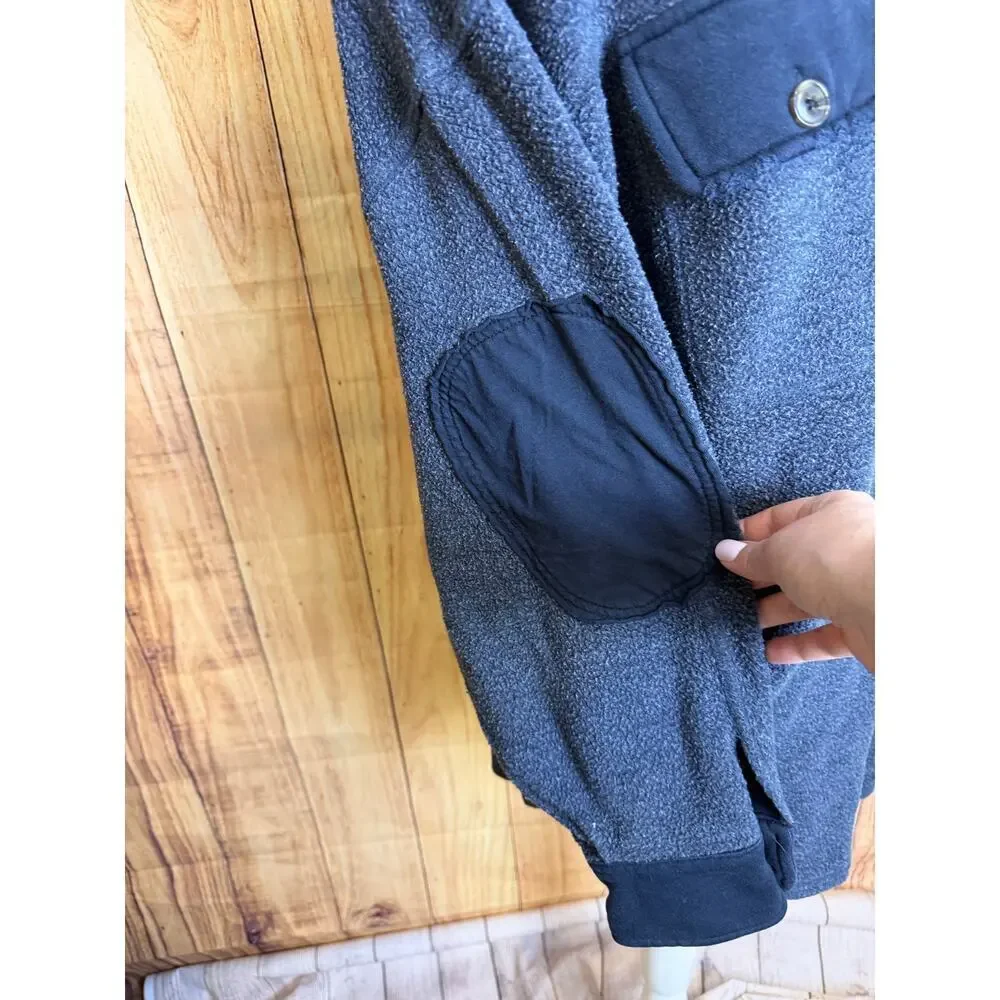 Free People Oversized Button Down Fleece Shacket Navy Blue Women's Size S